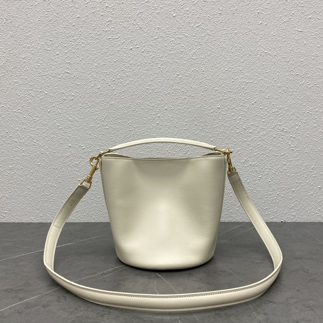 Celine Teen Bucket 16 Smooth Calfskin Handbag Shoulder Bag White 197573